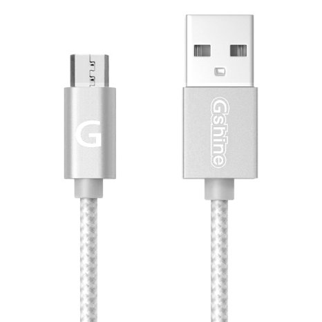 Gshine 6ft High-speed Durable Nylon Braided Micro USB 20 Universal Sync and Charge Data Cable for Samsunghtcandroid and More Silver