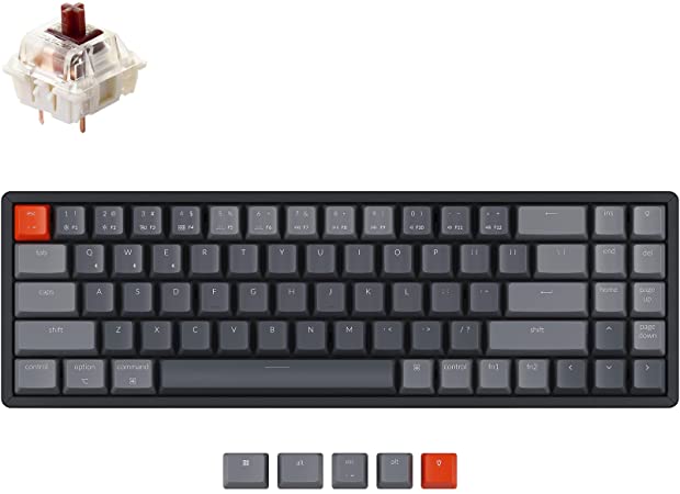 Keychron K14 70% Layout 72-Key Hot-Swappable Bluetooth Wireless/USB Wired Mechanical Keyboard with Gateron G Pro Brown Switch/Multitasking/RGB Backlit/Aluminum Frame Computer Keyboard for Mac Windows