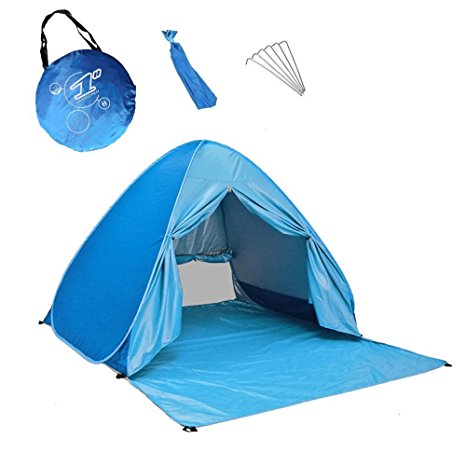 [Newest Version] Pop Up Beach Tent,With Zipper Portable Outdoor Anti UV Beach Shade Tent Sun Shelter Quick Instant