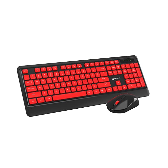 Portronics Key5 Combo Multimedia Wireless Keyboard & Mouse Set/Combo, 2.4 GHz Wireless, Noiseless Keys(Red)