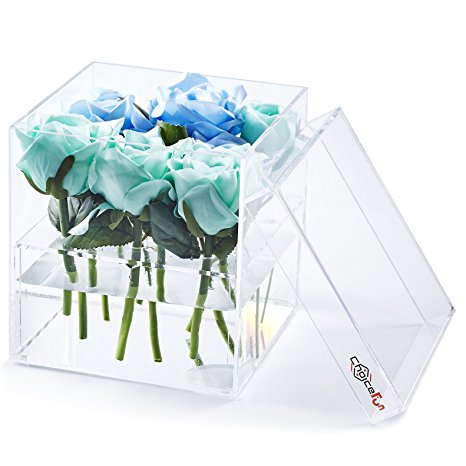 Acrylic Flower Box Water Holder Handmade Vase Decorative Sqaure Flower Pot Transparent Choice Fun QFJJSN-NCF-001-1