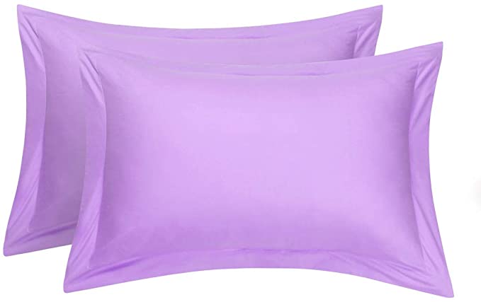 uxcell Pillow Shams Oxford Pillow Cases Egyptian Cotton 300 Thread Count Solid/Plain Pattern Set of 2 Standard(20"x26") Lilac