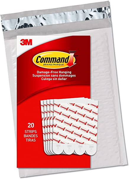 Large Refill Replacement Strips for Indoor Hooks, White, Refill Strips (20-Strips)