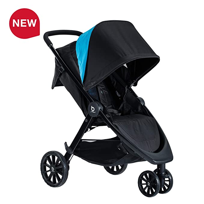 Britax B-Lively Lightweight Stroller, Cool Flow Teal | One Hand, Easy Fold   Infinite Recline   Front Access Storage   Peekaboo Window