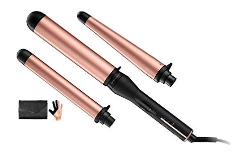 Conair Multi-Attachment Ceramic Interchangeable 3 Clamp-less Wand Barrel Set for Creating Curls and Wavy Styles with 5 Digital Heat Settings