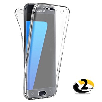 2-Pack)Shockproof Samsung Galaxy S7 Case,Acoverbest(Front Back Crystal 360degree Protective TPU Soft Cover)(White Colors)