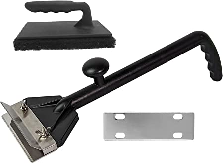 Chef Master Commercial Griddle Scraper with Replacement Blade and Grill Scrubber, Chef Grade Quality Flat Iron Grill Griddle Scraper for Restaurants, Bars, Diners, Model 90254