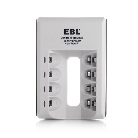 EBL Individual AA & AAA Battery Charger for Rechargeable Batteries Ni-MH Ni-CD
