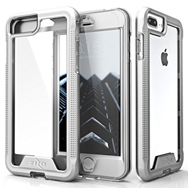 Zizo ION Series iPhone 8 Plus Case / iPhone 7 Plus Case - Military Grade Drop Tested with Tempered Glass Screen Protector (Silver/Clear)