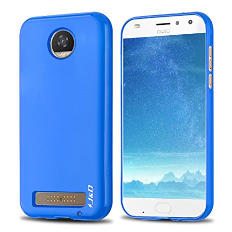 Moto Z2 Play Case, J&D [Drop Protection] [Slim Cushion] [Lightweight Bumper] Shock Resistant Protective TPU Slim Case for Motorola Moto Z2 Play (Blue)