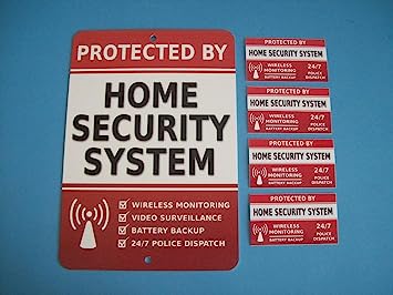Home Security Alarm System Yard Sign & 4 Window Stickers - Stock # 703