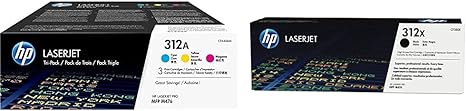 HP 312A-X | CF380X, CF381A, CF382A, CF383A | Toner Cartridge Bundle | Black, Cyan, Yellow, Magenta