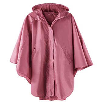 LINENLUX Waterproof Batwing-Sleeved Poncho Raincoat with Zipper for Adults