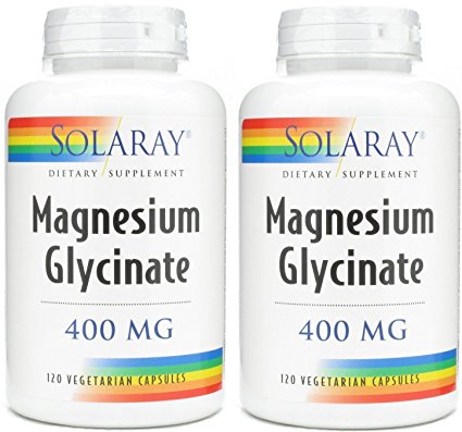 Solaray Magnesium Glycinate 400 Mg - 120 Veg Capules (2 Pack)