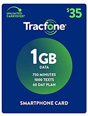 Tracfone Smartphone Only Airtime Service Plan - 60 Days, 750 Minutes, 1000 Texts, 1GB Data (Mail Delivery)