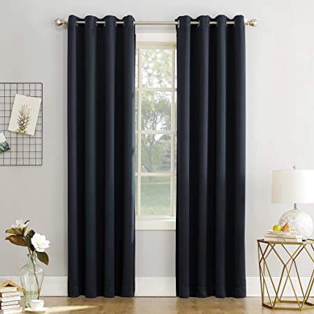 Sun Zero Easton Blackout Energy Efficient Grommet Curtain Panel, 54" x 84", Navy Blue