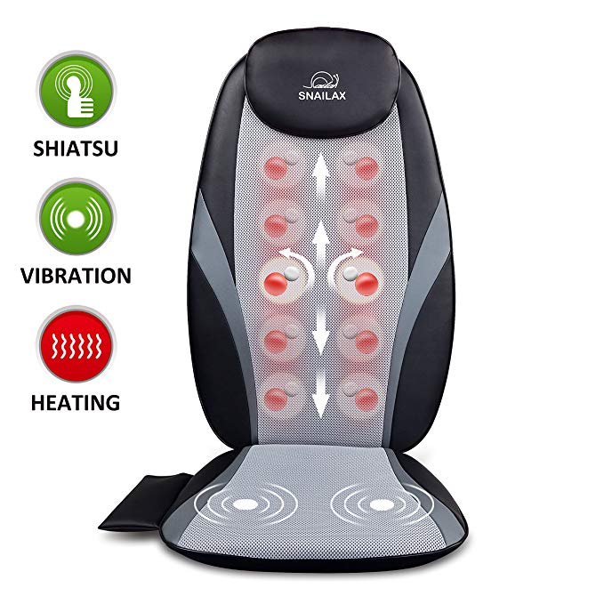 Snailax Shiatsu Massage Cushion with Heat Massage Chair Pad Kneading Back Massager for Home Office use SL-256