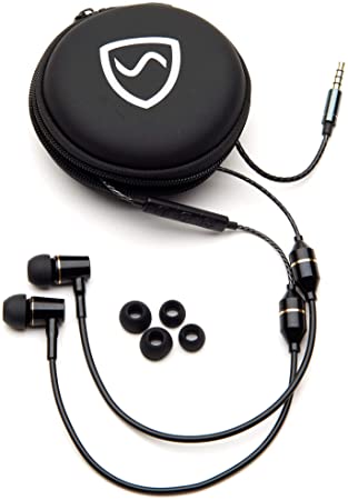 SYB Air Tube Stereo Anti-Radiation Headset, EMF Protection (Black, in-Ear)