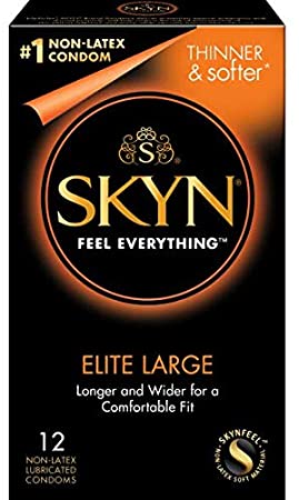 Lifestyles Skyn Elite Large with Silver Lunamax Pocket Case, Non-Latex Polyisoprene Lubricated Condoms-12 Count