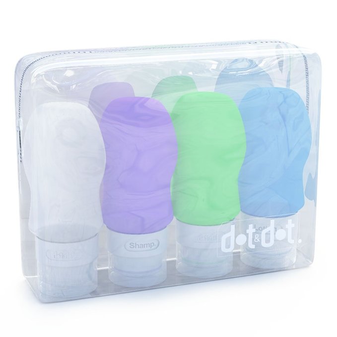 DotampDot Travel Bottles - 2 oz Leak Proof Travel Containers for Travel Size Toiletries