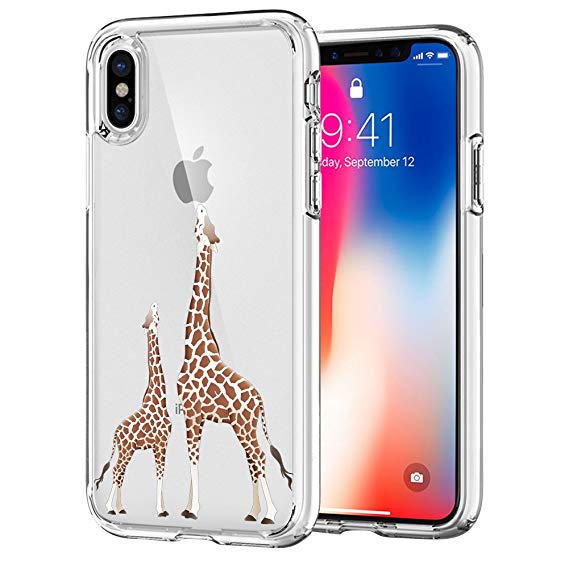 iPhone X Case, iPhone Xs Case, CZbobo Cute Giraffe Slim Clear Soft Silicone Gel Protective Case UV Printing Cover for Apple iPhone X iPhone Xs