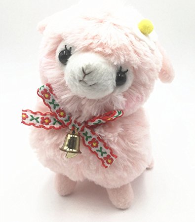 U-MestThe Bell Plush Alpaca,100% Plush Stuffed Animals Toys,6'' PlushToy(One Pink）