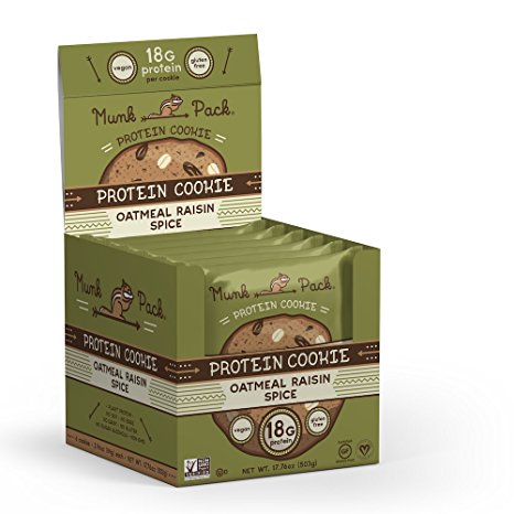 Munk Pack - Oatmeal Raisin Spice - Protein Cookie - 6 Pack - 18g Protein, Vegan, Gluten-Free, Soft Baked - 2.96oz