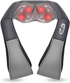 Shiatsu Neck Back and Shoulder Massager with heat Electric Body Massager Deep Tissue Kneading Massage for Home Car and Office Use