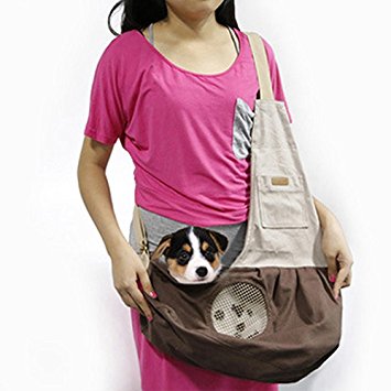 Pet Sling Carrier, PYRUS Dog Sling Bag Shoulder Carry Bag with Extra Pocket for Cat Dog Puppy Kitty Rabbit Small Animals