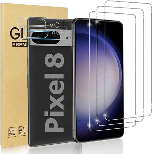 [3 2Pack] Pixel 8 Screen Protector Tempered Glass   Camera Lens Protector [9H Hardness][Compatible Fingerprint] HD Clear Glass Film for Google Pixel 8
