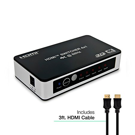 Expert Connect 4x1 HDMI Switch | 4 Port | 4 in - 1 out | Ultra HD 4K/2K @ 60Hz (60 fps), HDR | HDMI 2.0, HDCP 2.2 | Full HD/3D | 1080P | DTS | Dolby Digital | Direct TV | 18 Gbps Bandwidth