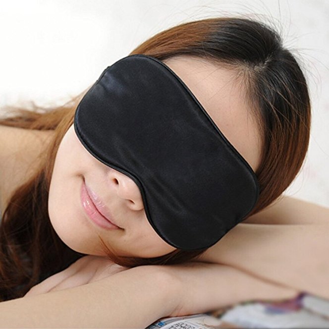 Eye Mask, Pupow Sleeping Mask Facial Eye Beauty Sleep Mask 100% Pure Silk (Black)