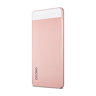 OSCOO® 5000mAh Ultra-Slim Smart Power Bank Portable External Battery Pack Charger with Dual USB for iPhone 6/6 plus Android Phone (Rose Gold)
