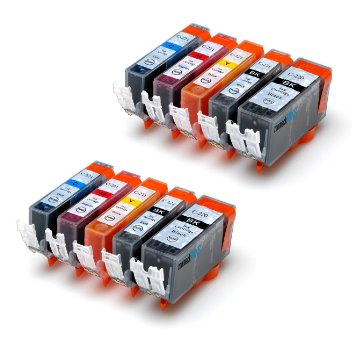 Zonmack Inks (TM) Compatible Ink Cartridge Replacement for Canon PGI-220 & CLI-221 10 Pack (2 Big Black, 2 Small Cyan, 2 Small Magenta, 2 Small Yellow, 2 Small Black) for Canon Inkjet Printers