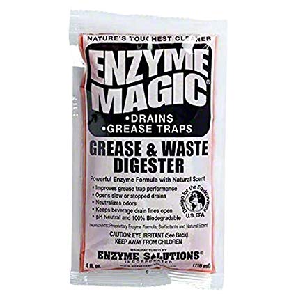 Enzyme Magic Grease & Waste Digester 32-pack (4oz) Strong Enzyme pH Neutral Biodegradable Open Slow/Stopped Drain Neutralize Odor Works for Kitchen Toilet Camper Septic Tanks Grease Trap Soda Line
