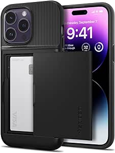 Spigen Case for iPhone 14 Pro Max Case: Slim Armor CS [Card Holder], Mil-Grade Certified for iPhone 14 Pro Max Case - Black