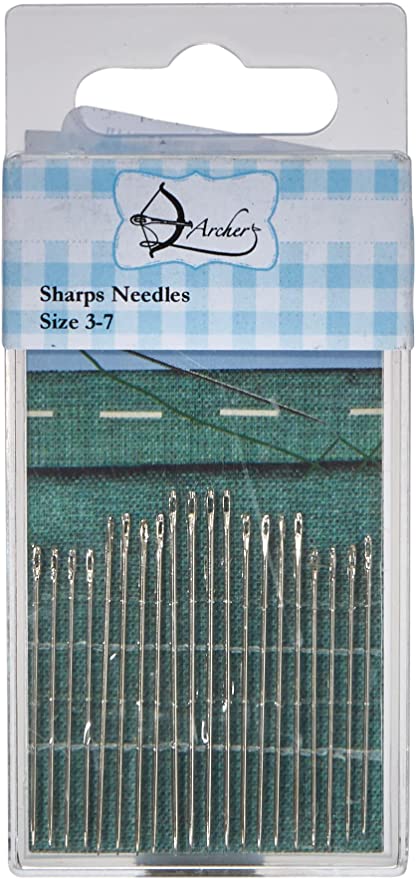 Archer AR1022 Sharps Hand Sewing Needles Size 3-7, Metal, Silver, 10 x 5 x 1 cm