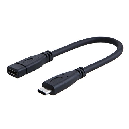 CableCreation USB 3.1 Type C M/F Extension cable, USB Type C Male to USB Type C Female for 12-inch Macbook, Google Chromebook and more, 0.6FT/Black