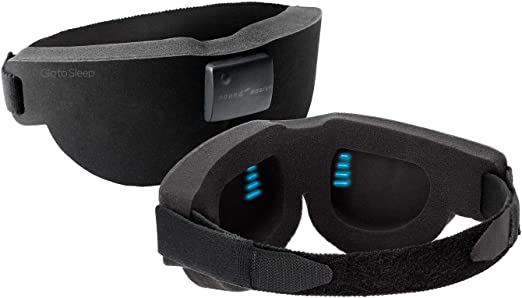 Sound Oasis Deluxe Glo to Sleep Natural Sleep Eye Mask, Deep Sleep, Block out All Light, Comfort Eye Shade, Blue Glo Points Slow Brainwaves, Adjustable Brightness & Auto Dim to Relax & Sleep, Black.