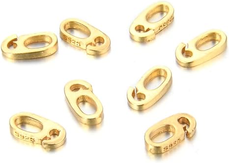 10pcs Gold Plated Sterling Silver Pendant Bail 7.6mm (0.3 Inch) Small Strong Secure Interchangeable Pendant Connector for Jewelry Craft Making SS231-2