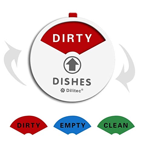 DILITEC 3.9’’ Diameter Clean Dirty Empty 3 Option s Indicator Magnet with Double Sided Adhesive for Dishwasher-White