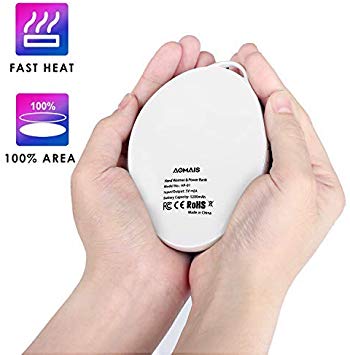 AOMAIS Hand Warmer Rechargeable, Electric Portable USB Hand Warmers & Reusable Pocket 5200mAh Power Bank, Double-Sided Quick Heating Keep Hands Warm, Best Winter Gifts for Christmas