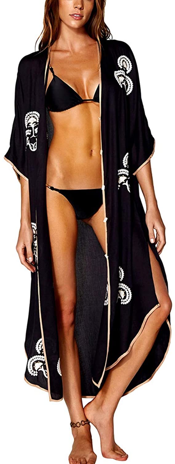 Bsubseach Womens Chiffon/Rayon Beach Blouses Kimono Cardigan Long Bikini Cover Up