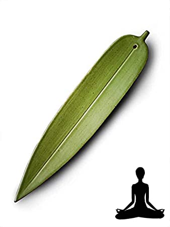 Layssa Incense Holder Hand-Made Incense Stick Holder Ceramic Incense Burner Bamboo Leaf Shape 1Pcs (Green)
