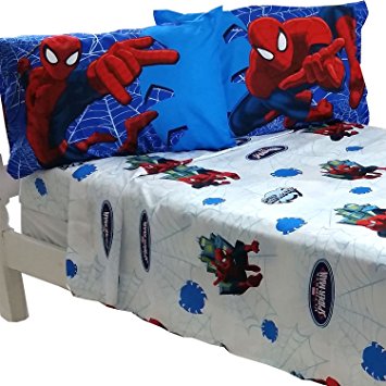 4pc Marvel Spiderman Full Bed Sheet Set Superhero Astonish Bedding Accessories