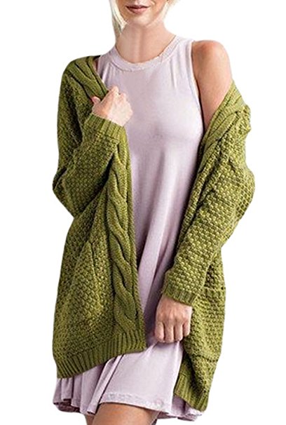 Dokotoo Womens Casual Open Front Long Sleeve Cardigan Sweater with Pocket