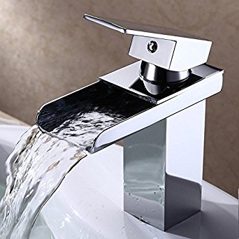 MANCEL Single Handle Kitchen Bathroom Sink Faucet Waterfall Vessel Sink Faucet Chrome