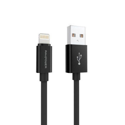 RAVPower Apple Certified Lightning to USB cable with Metal Connector - 6 Feet (1.8 Meters) Sync & Charge (Black)
