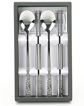 Korean Style Stainless Steel Spoons and Chopsticks set (2 Set MoMo)