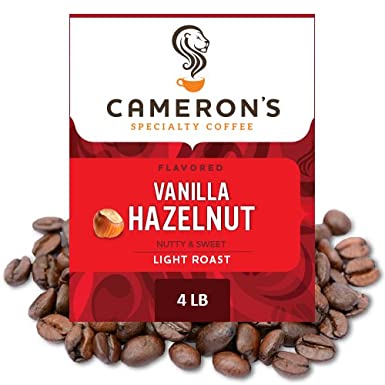 Cameron's Coffee Roasted Whole Bean Coffee, Flavored, Vanilla Hazelnut, 4 Pound
